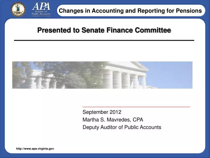 presented to senate finance committee