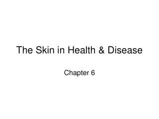 The Skin in Health &amp; Disease