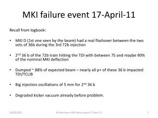 MKI failure event 17-April-11