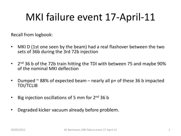mki failure event 17 april 11