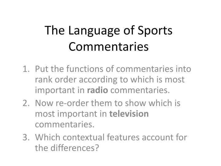the language of sports commentaries