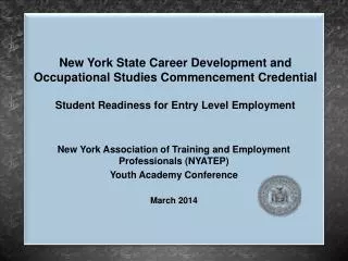 New York Association of Training and Employment Professionals (NYATEP) Youth Academy Conference