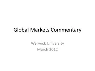 Global Markets Commentary