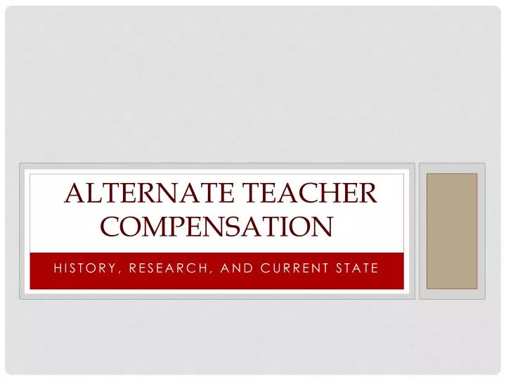 alternate teacher compensation