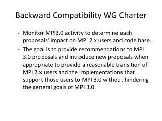 Backward Compatibility WG Charter
