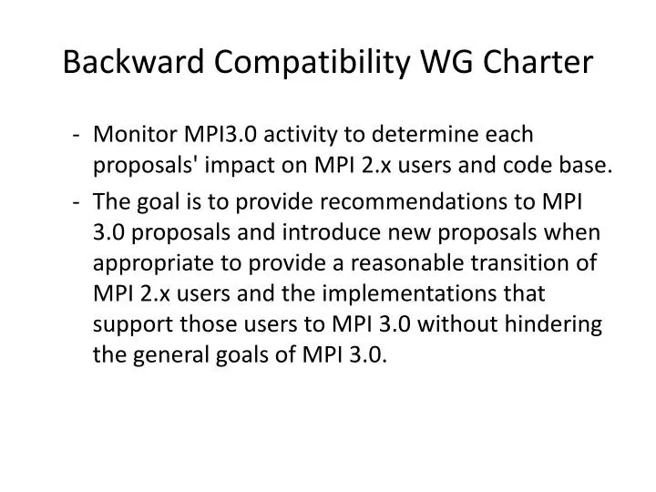 backward compatibility wg charter