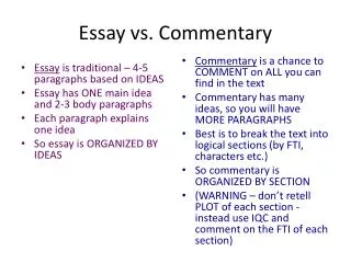 Essay vs. Commentary
