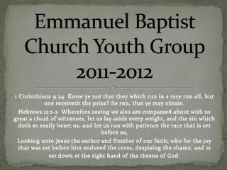 Emmanuel Baptist Church Youth Group 2011-2012