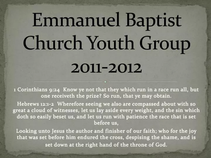 emmanuel baptist church youth group 2011 2012