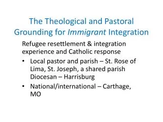 The Theological and Pastoral Grounding for Immigrant Integration