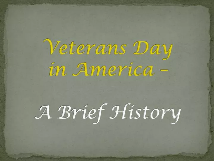 veterans day in america a brief history
