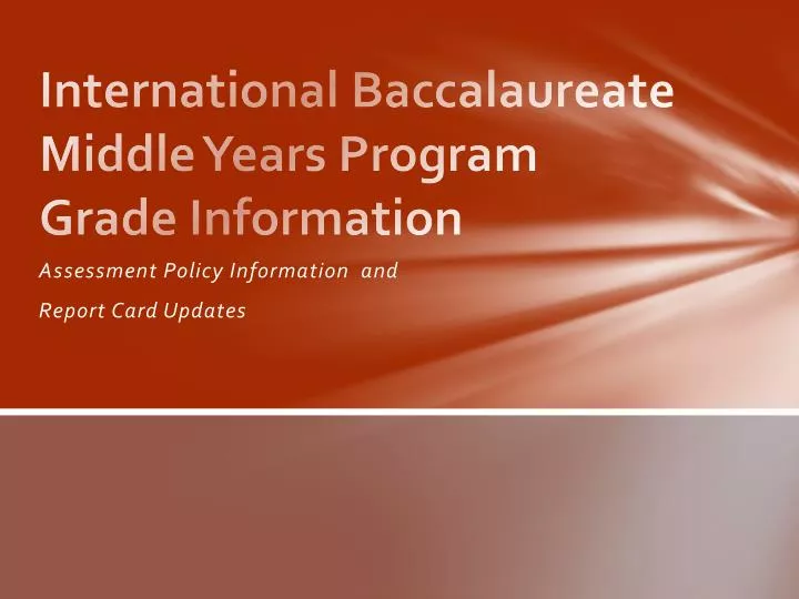 international baccalaureate middle years program grade information