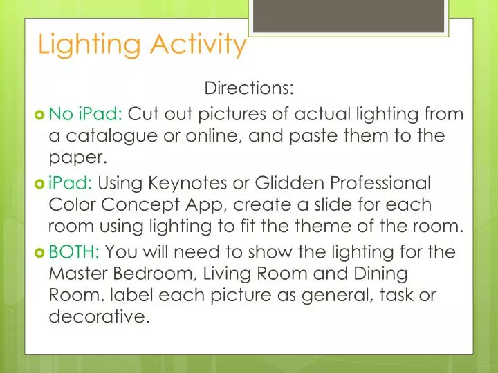 lighting activity