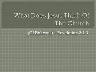 What Does Jesus Think Of The Church