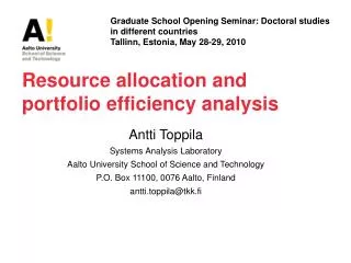 Resource allocation and portfolio efficiency analysis