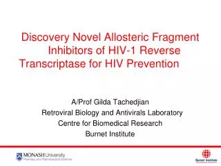 Discovery Novel Allosteric Fragment Inhibitors of HIV-1 Reverse Transcriptase for HIV Prevention
