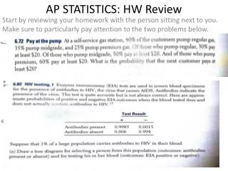AP STATISTICS: HW Review