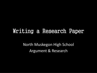 Writing a Research Paper