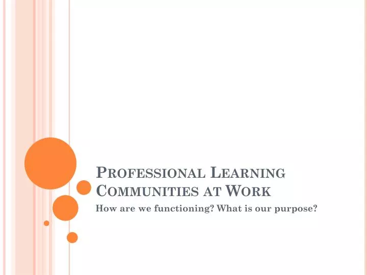 professional learning communities at work