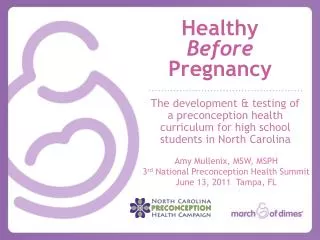 Healthy Before Pregnancy