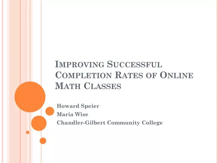 improving successful completion rates of online math classes