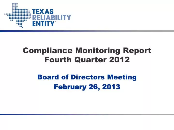 compliance monitoring report fourth quarter 2012