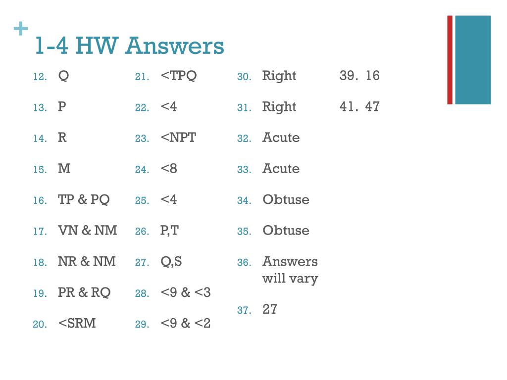 PPT - 1-4 HW Answers PowerPoint Presentation, free download - ID:2834269