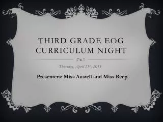 THIRD GRADE EOG CURRICULUM NIGHT