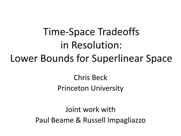 time space tradeoffs in resolution lower bounds for superlinear space