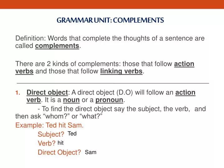 grammar unit complements