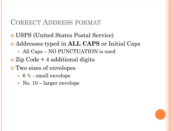 correct address format