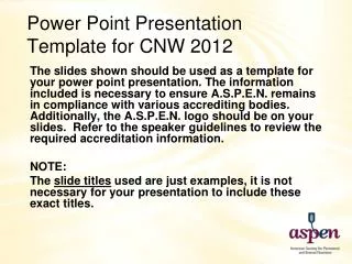 Power Point Presentation Template for CNW 2012