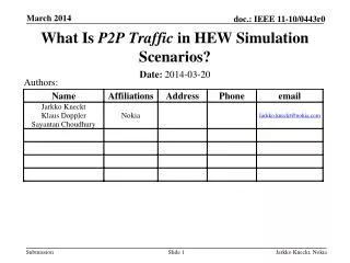 What I s P2P Traffic in HEW Simulation Scenarios?