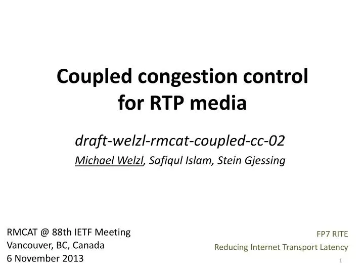 coupled congestion control for rtp media