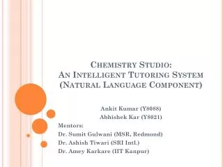Chemistry Studio: An Intelligent Tutoring System (Natural Language Component)