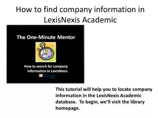 How to find company information in LexisNexis Academic