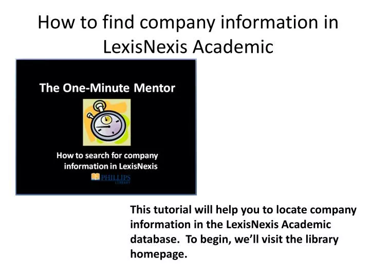 how to find company information in lexisnexis academic