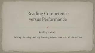 Reading Competence versus Performance