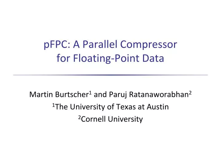 pfpc a parallel compressor for floating point data
