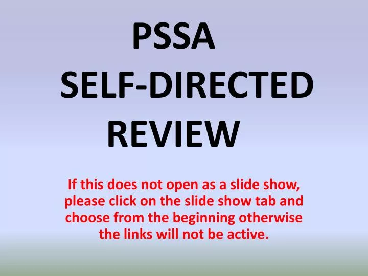 pssa self directed review