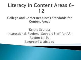 Literacy in Content Areas 6-12