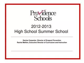 2012-2013 High School Summer School