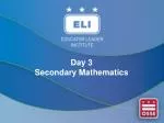 Enhancing Secondary Mathematics: Day 3 Agenda and Collaborative Practices - slide 1