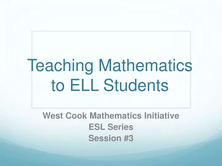 teaching mathematics to ell students