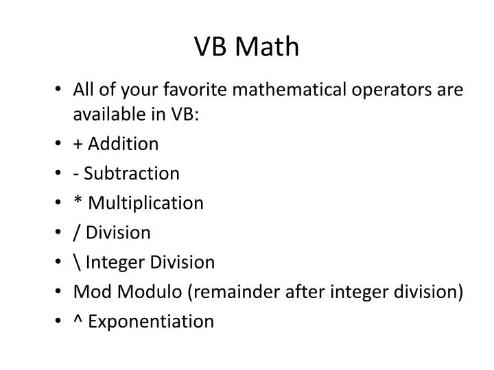 vb math