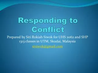 Responding to Conflict