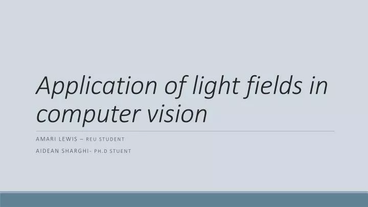 application of light fields in computer vision