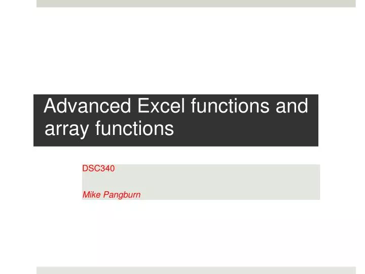 advanced excel functions and array functions