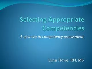 Selecting Appropriate Competencies