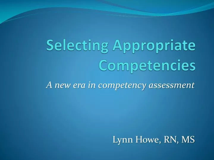 selecting appropriate competencies